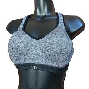 Victoria Secret Bra Womens Size 34B Gray Black VSX Incredible Racerback Padded